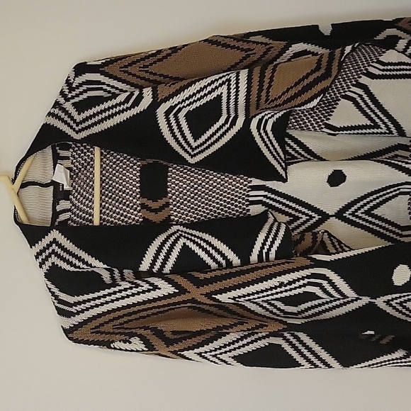 WEST 36TH Geometric Art Deco Draped Grandpa Cardigan Sweater Medium Large - Picture 3 of 9